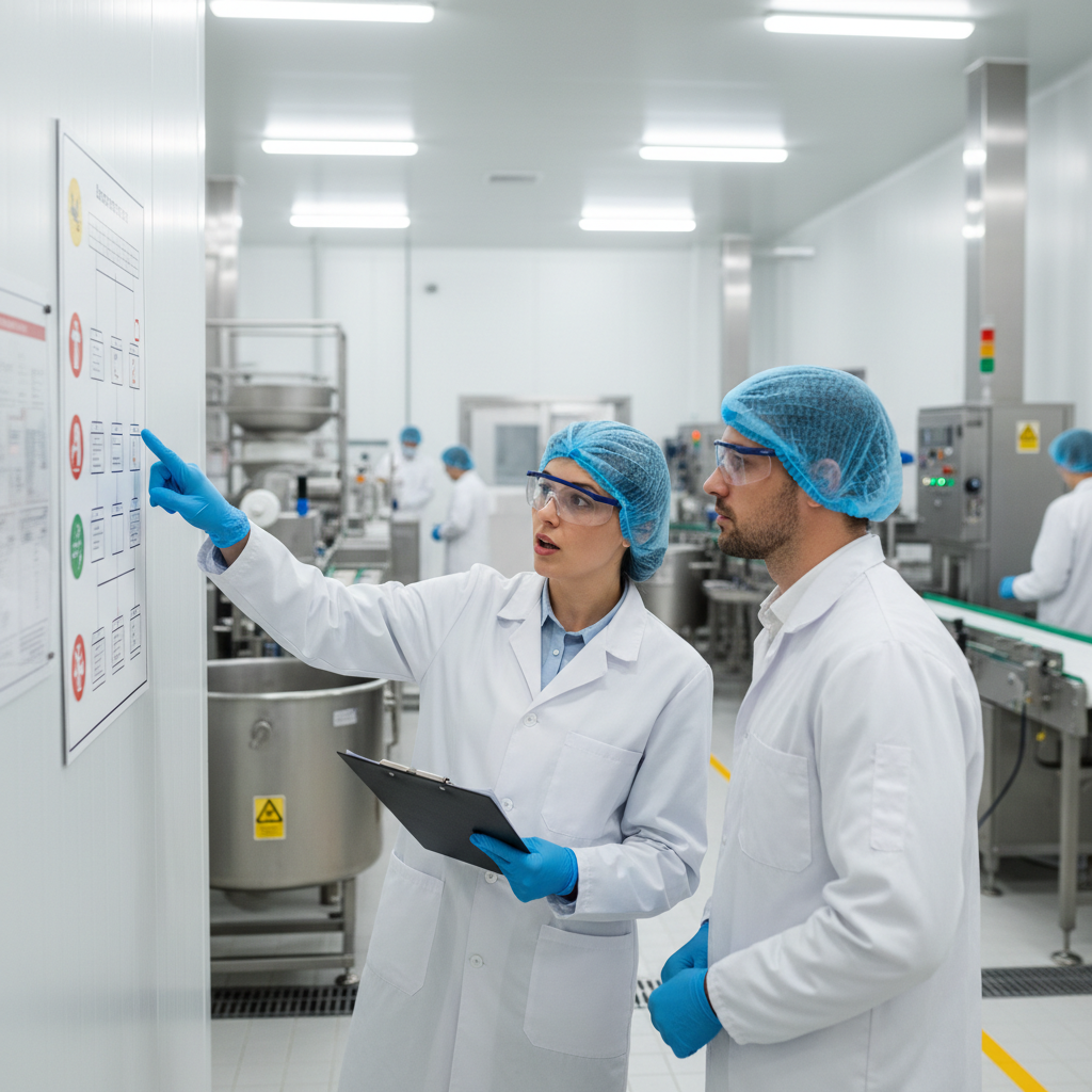 Un superviseur explique les consignes de sécurité en français dans une usine.