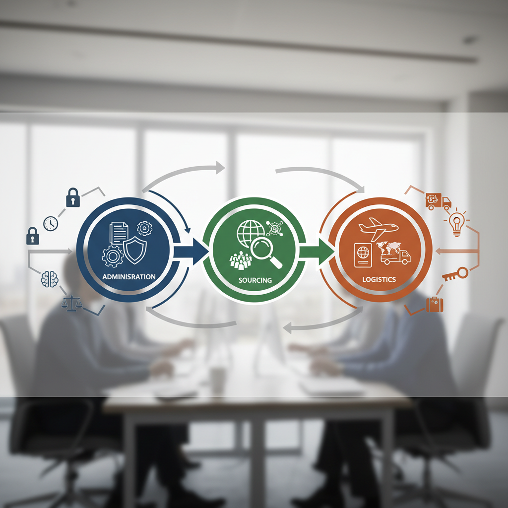 Infographie expliquant le processus de recrutement international pour les PME.
